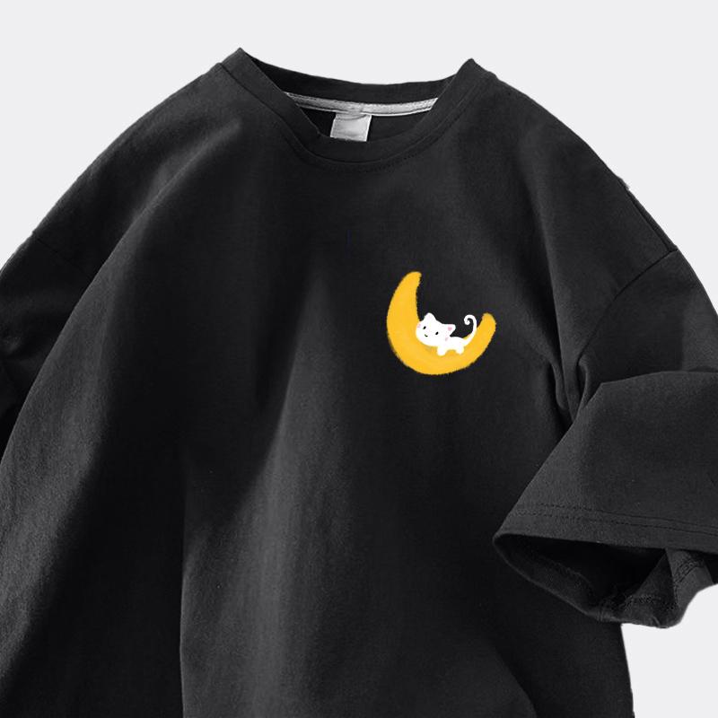 Cotton Short-sleeved T-shirt Female Summer Korean Version of The Loose Round Neck Printed Tops Trend Women's