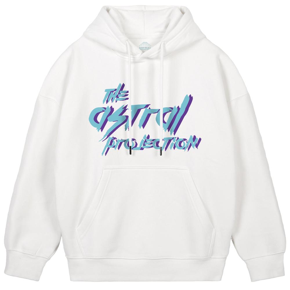 Astral Projection Punk Lettering Oversized Wide Shoulder Hoodie_White L