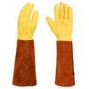 1PAIR cowhide long tube heat insulation gardening gloves outdoor flower arrangement garden gloves anti-cutting work gloves