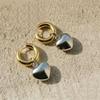 Aussage Minimalistischen Gold Silber Farbe Gemischt Solide Herz Anhänger Hoop Ohrringe Street Style Koreanische Mode Schmuck Geschenk