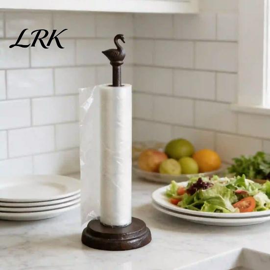 Decorative Paper Towel Holder Holder, Multi-Purpose Storage Stand for Kitchen Rolls Plastic Wrap And Paper, Rustic Rack Retro Cast Iron Napkin