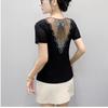 Summer Women's Short Sleeved T-Shirt Fashion Sexy Hollow Out Luxury Hot Diamonds Flower Tees Casual Brand Tops