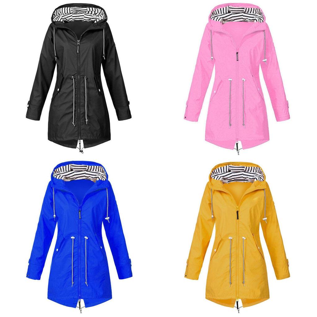 Giacca a Vento Impermeabile da Donna Cappotto Impermeabile con Cerniera Alla Moda Felpe con Cappuccio per Uso Esterno