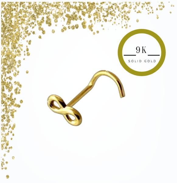 KODY PIERCING Vis de nez à motif infini en or jaune massif 14 carats