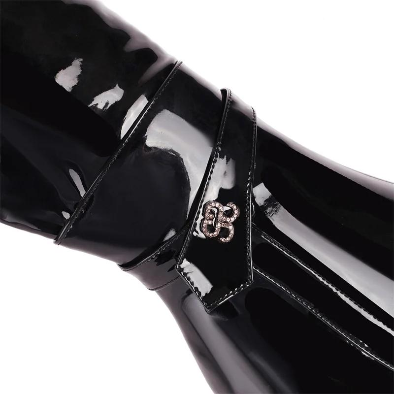 Sexy Summer Peep Toe Over the Knee Boots Women Black Patent Leather Club Party Lady Thin Heel Buckle Zipper Long Thigh High Boot