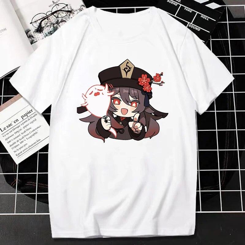 Nuovo Gioco Genshin Impact T-Shirt Donna Unisex Kawaii Top Classici Giochi Personaggio Stampa Grafica Top Harajuku Cartone Animato Streetwear Maglietta