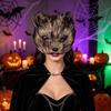 Secure Fit Animal Mask Long Fur White Fox Half Face Mask, Halloween Masquerade Cosplay Breathable Elegant Fairy for Ancient Style Photoshoot