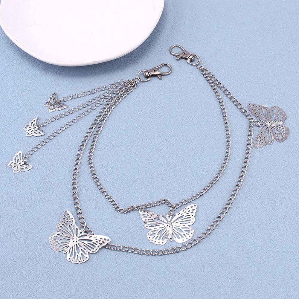 Retro Metal Butterfly Pendant Multi-layer Waist Chain Women's Personality Jeans Pendant Trouser Chain