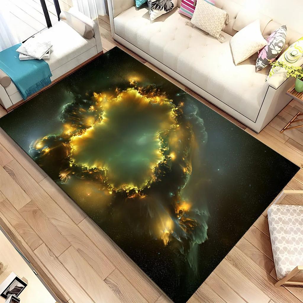 Kristallteppich Galaxie Universum Weltraum Sterne Teppich - Rutschfeste Fußmatte für Wohnzimmer Schlafzimmer Kinder Spiel Dekor Flauschiges Kinderzimmer