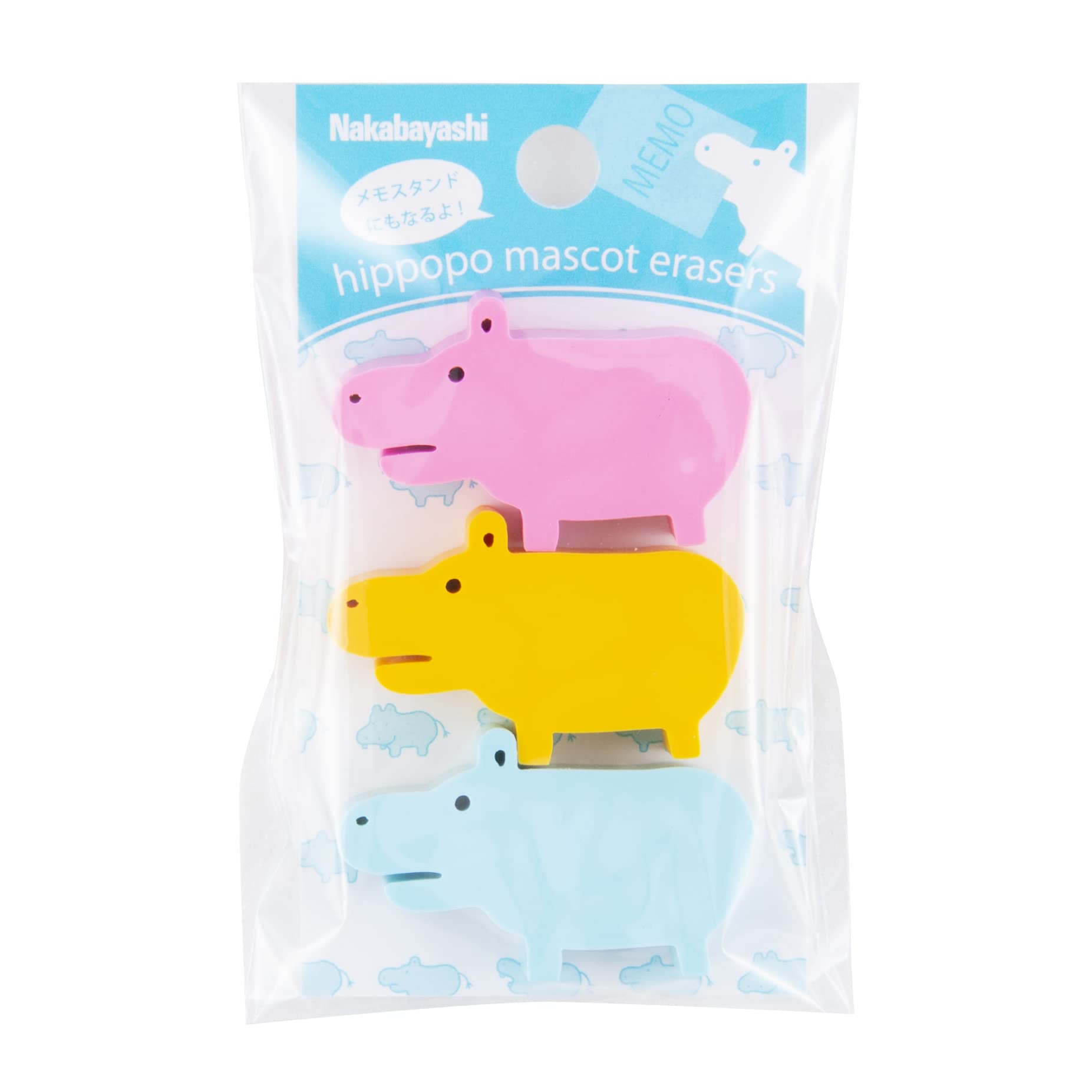 

Nakabayashi Hippopo Series Mascot Eraser Pastel 3 Pieces HPP-ERA-P