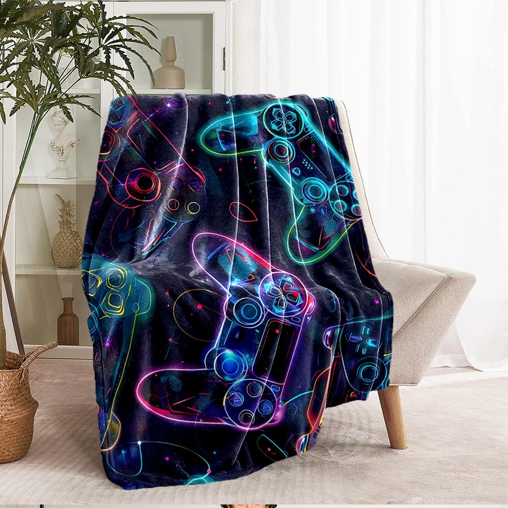Game Controller Theme Printed Blanket - Perfect for Couch, Bed, Travel & Outdoor Use | Machine Washable, Cozy & Durable.