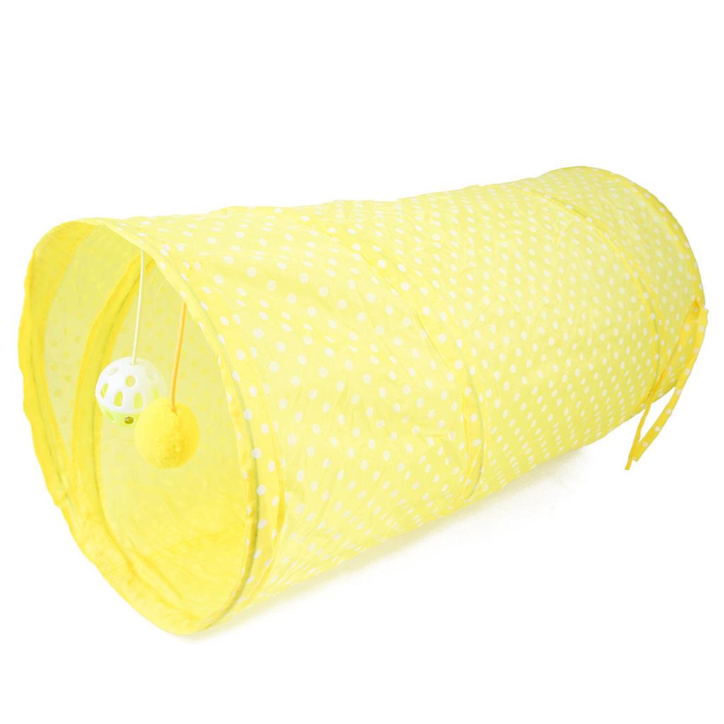 Katlanabilir Etkileşimli Güvenli Noktalı Desen Saklanma Yeri Kedi Tüneli Oyuncak Yavru Köpek İçin Kedi Tüp Oyuncak Sarı