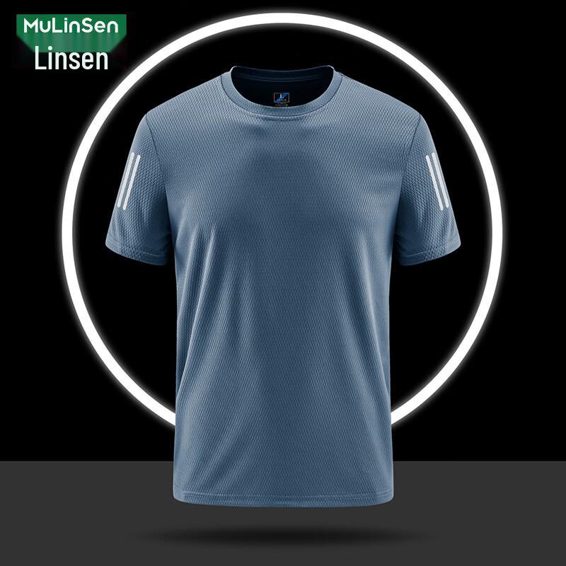 MULINSEN Men s Ice Silk Quick-Dry Round Neck T-Shirt 4XL