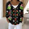 Women's Fashion Long Sleeve Christmas Snowman Snowflake Print Jacket Cardigan