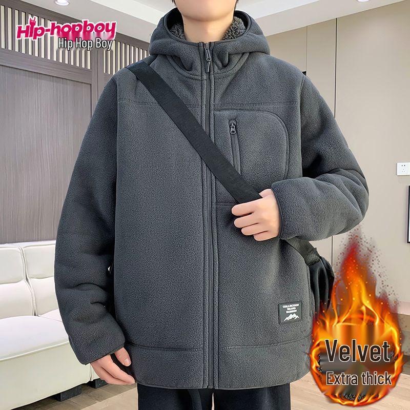 Men's Heavyweight Hooded Fleece Jacket - Winter Outdoor Warmth