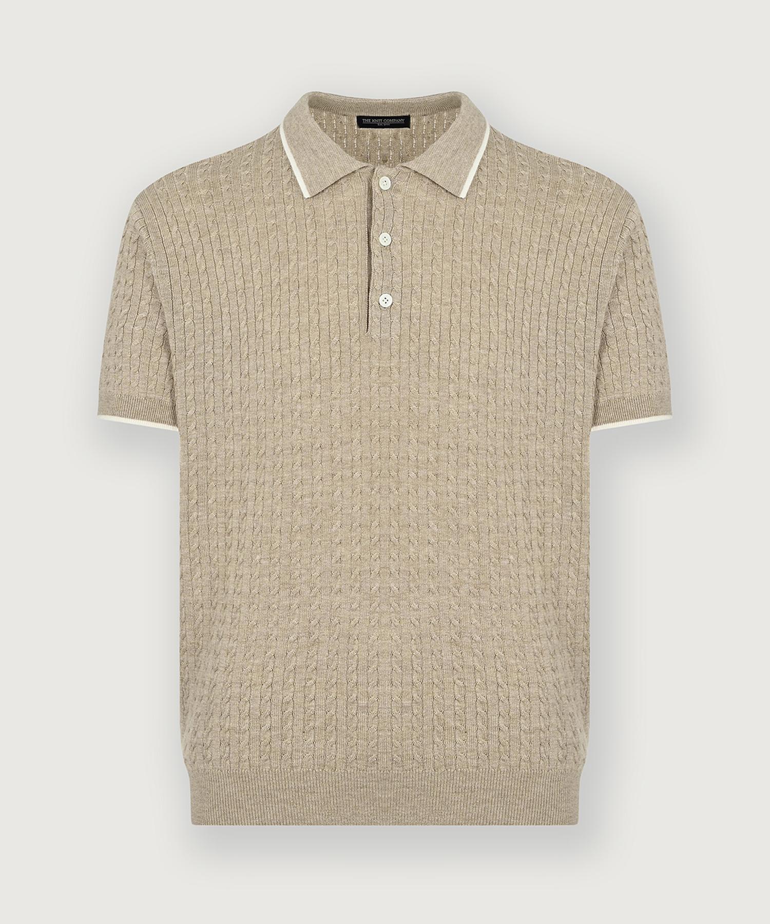 The Knit Company (M) Wool Blend Cable Polo Knit 3 Colors Navy/Xl/110