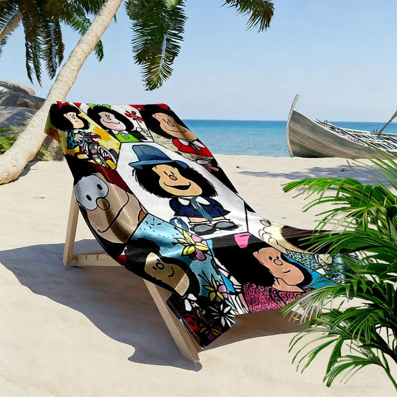 Mafalda Print Beach Towel, Large Soft Quick Dry Towel for Beach Camping Swimming