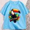 Toucan Bird Tropical Forest Graphic T Shirts Printed Loose Large Casual Comfortable Round Neck Short Sleeve Tshirt Top