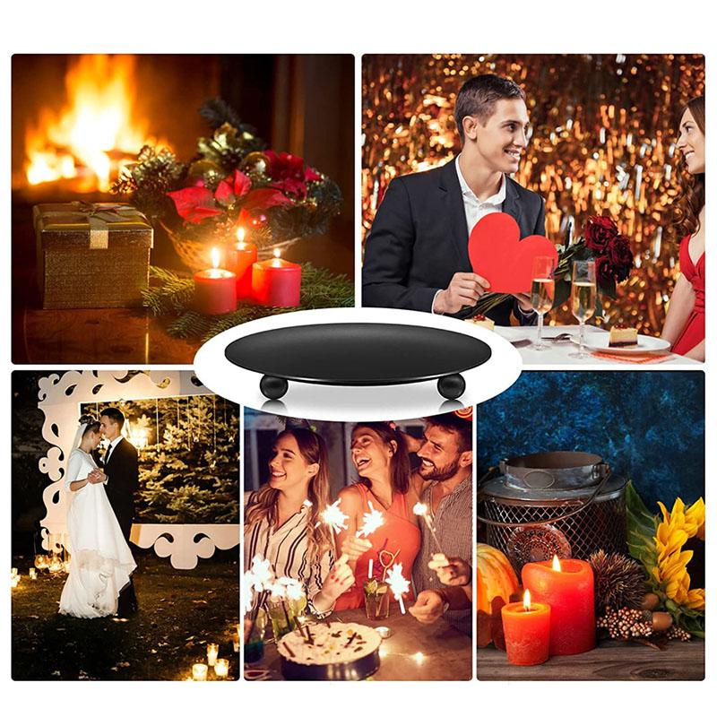 1pcs Black Iron Plate Candle Holder tray holder Wedding Party Holiday Banquet Decorative Candle Accessories home decor LZT004