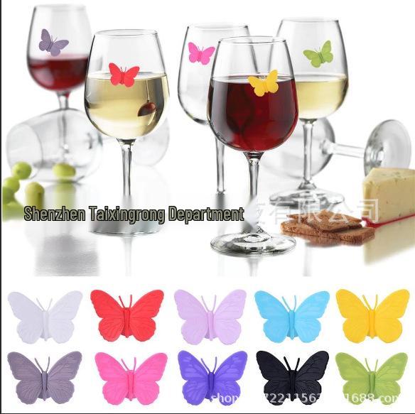 Silicone Butterfly-Shaped Cup Markers & Suction Tags for Parties