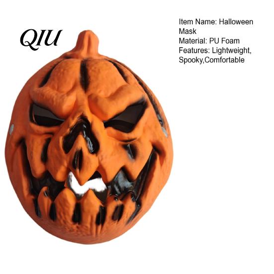 Eye Catching Party Mask Halloween Pumpkin Mask, 3D Spooky Jack O Lantern for Cosplay Party, Lightweight PU Foam Breathable Scary Face Adults