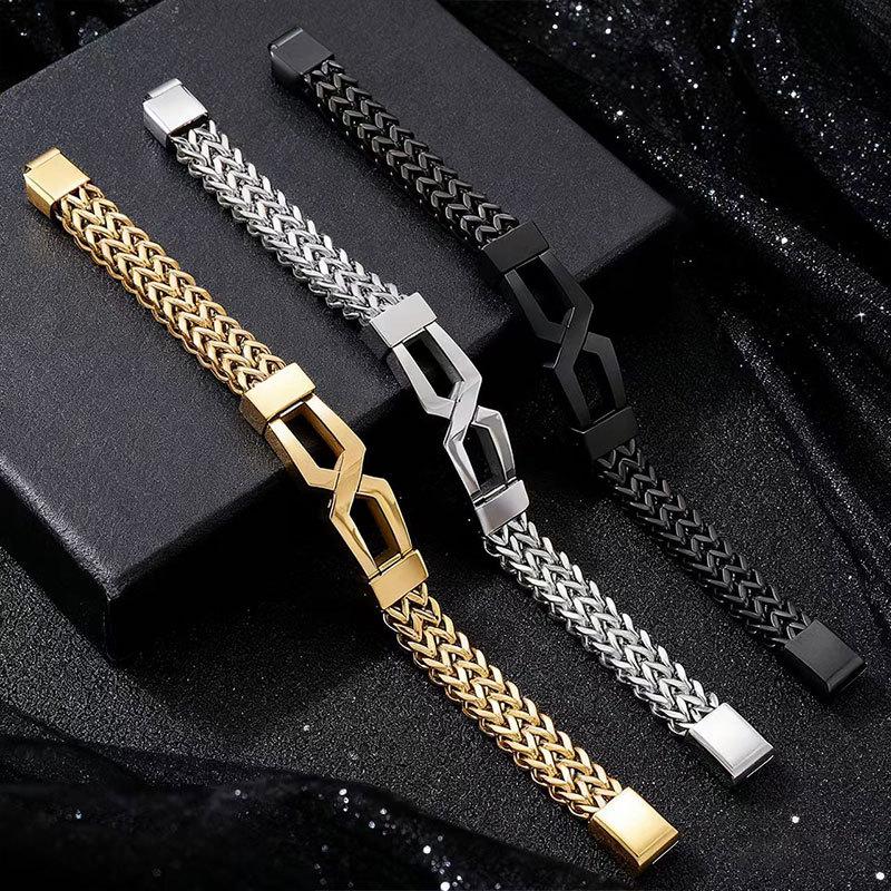 Simple Trendy Hip-Hop Glasses Type Titanium Steel Bracelet Style Fashionable Simple And Versatile Men'S Jewelry