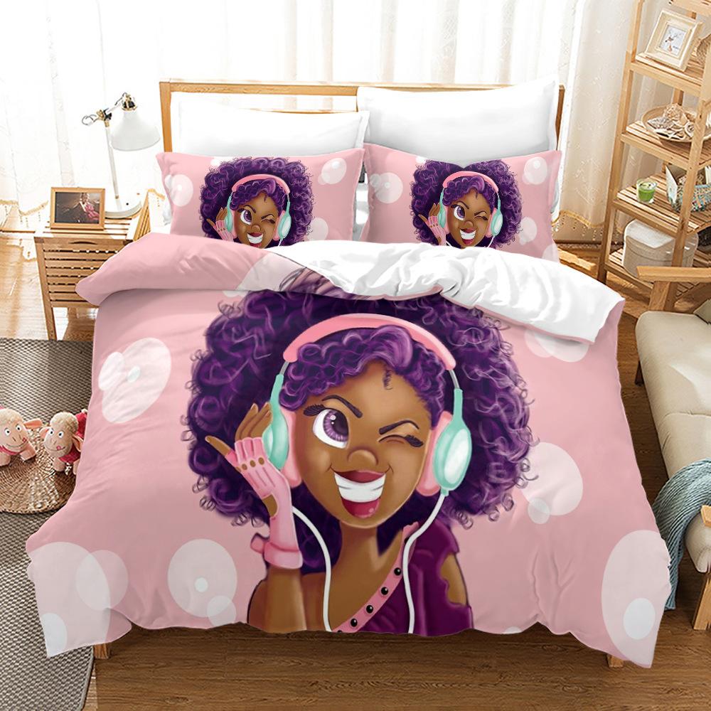Bed Three-Piece Set 3D Three-Piece Set Size Girl Quilt Cover Printing
