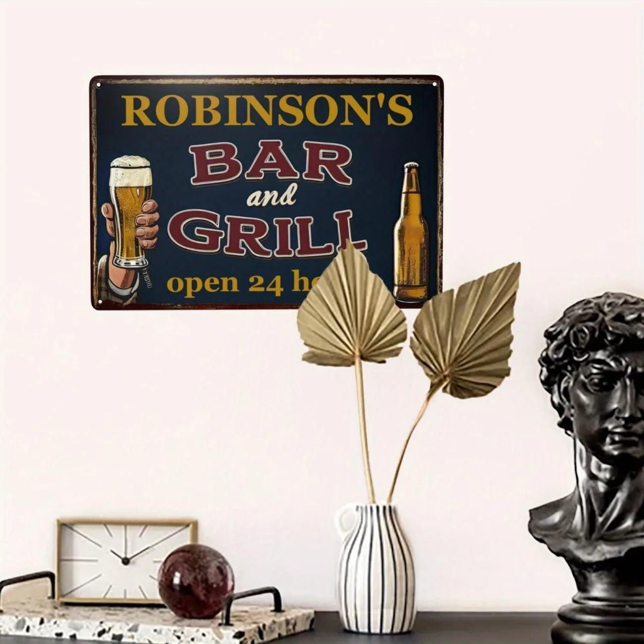 DORA Tin Sign Personalized Aluminum Bar Grill Sign Xcm Custom Text Logo Metal Plaque Man Cave Pub Wall Decor for Home Bar Restaurant 20X30CM