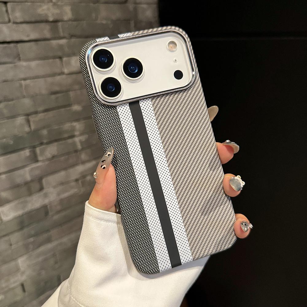 Luxury Premium Carbon Fiber Case For iPhone 17 Air 16 15 14 Pro Max Plus For Magnetic Patterned Alloy Lens Frame Protect Cover