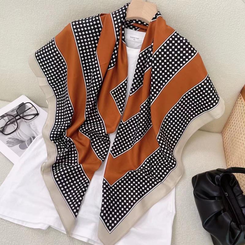 Women S Korean Style Square Scarf Elegant Air Conditioner Shawl