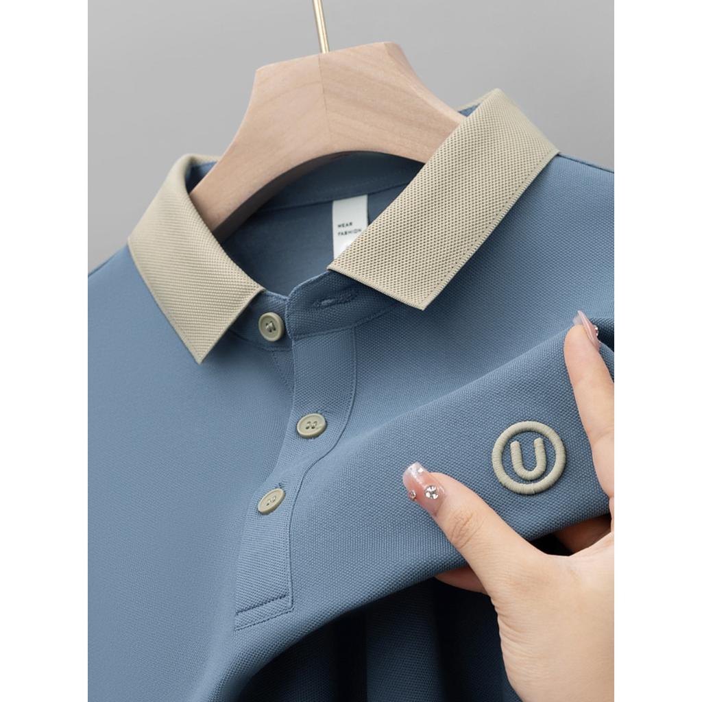 Men's Casual Shirt - Short Sleeved Summer Top, Ribbed Collar and Cuffs Design, Breathable Elastic Fabric, Regular Fit