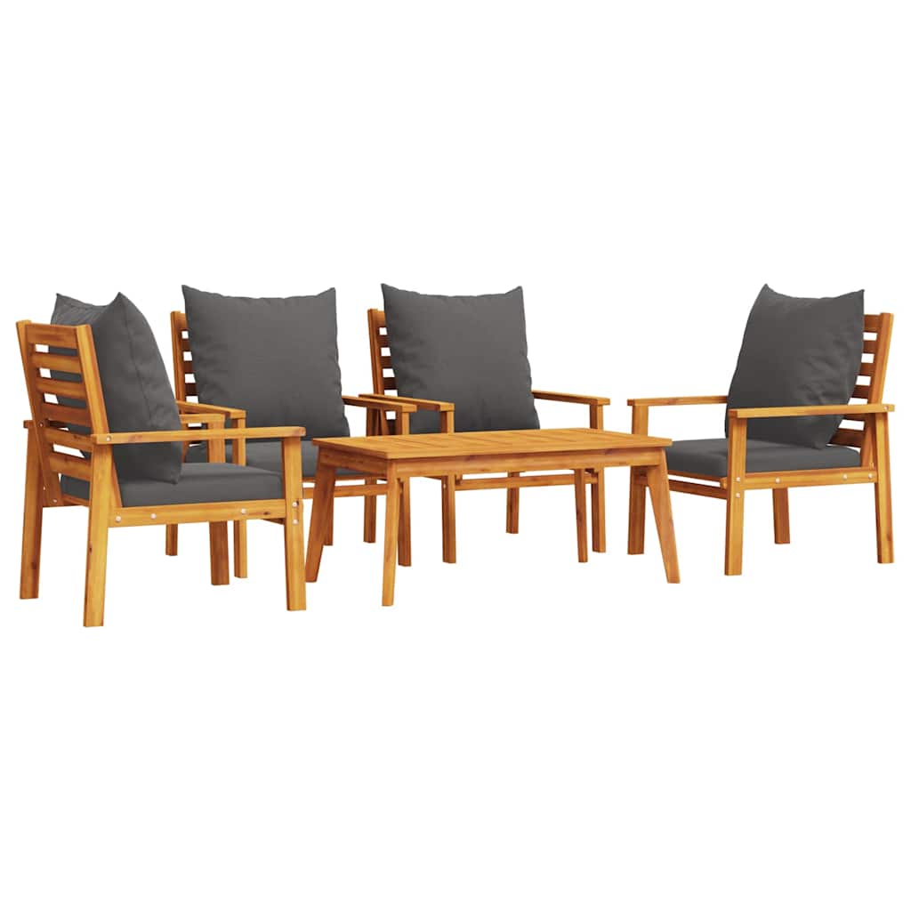 5 Piece Garden Lounge Set with Cushions Solid Acacia Wood