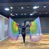 Chiffons Gradients Colorful Half Round Praise Worship Flag with Flexible Rod for Fashionable Women and Dance Enthusiasts