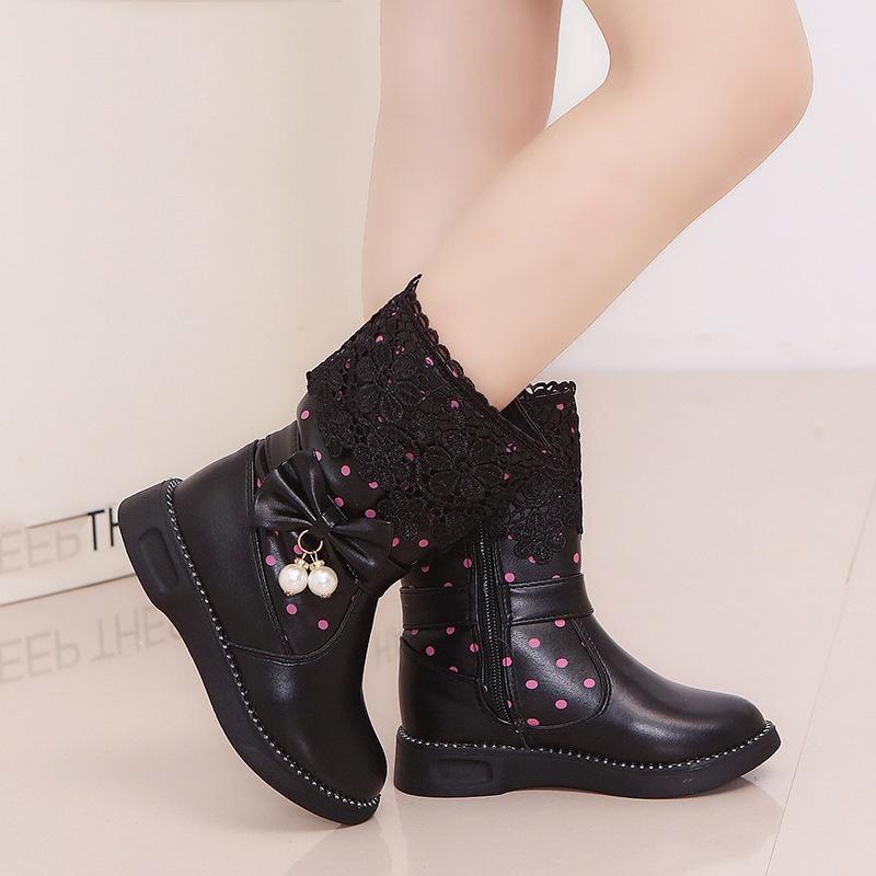 Girls Boots New Autumn Fashion Princess Kids Soft Sneakers Child Snow Boots Spring PU Leather Children Shoes Kids EU Size 27-37