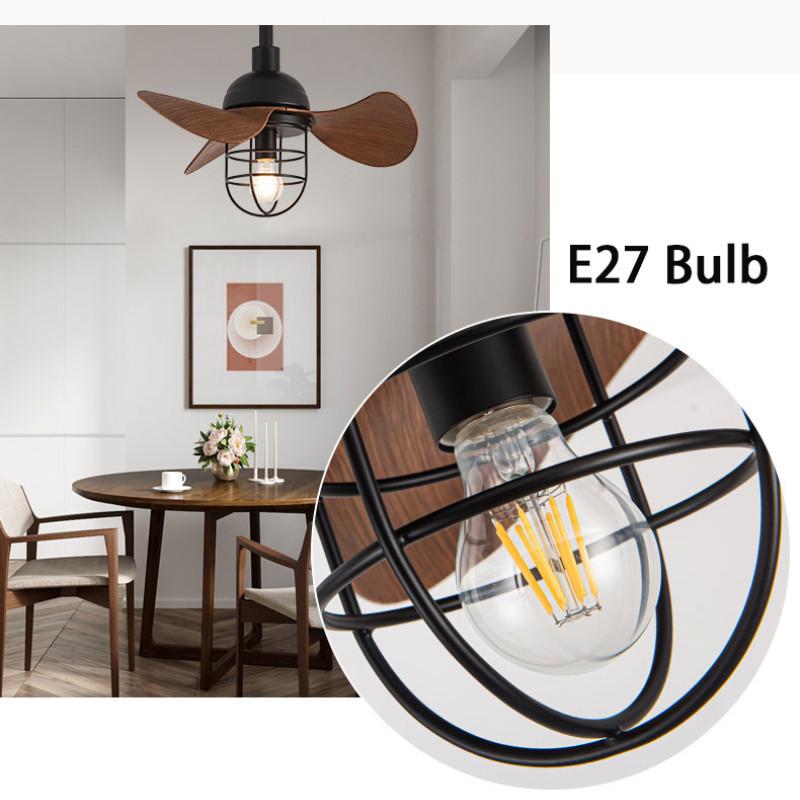 22 Inchs Household Old School Ceiling Fan Light Bedroom Small Ceiling Fan E27 Bulb Electric Fan Lamp