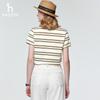 HAZZYS Women's PHIZ Series Wide Stripe Color Block Polo Shirt