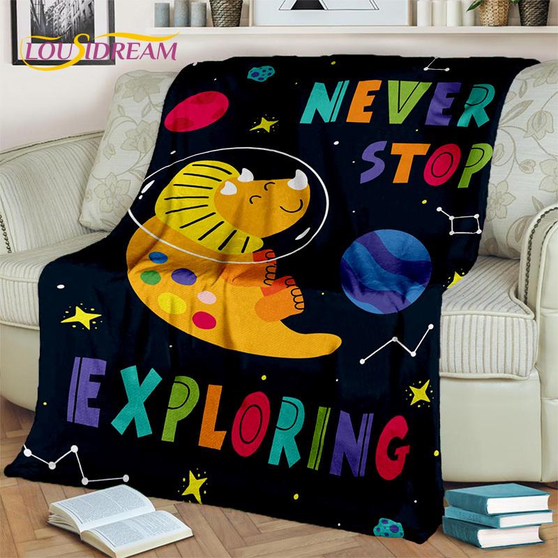 HD Cute Dino Cartoon 3D Dinosaur Space Children Blanket,soft Throw Blanket for Home Bedroom Bed Sofa Picnic Office Cover Blanket