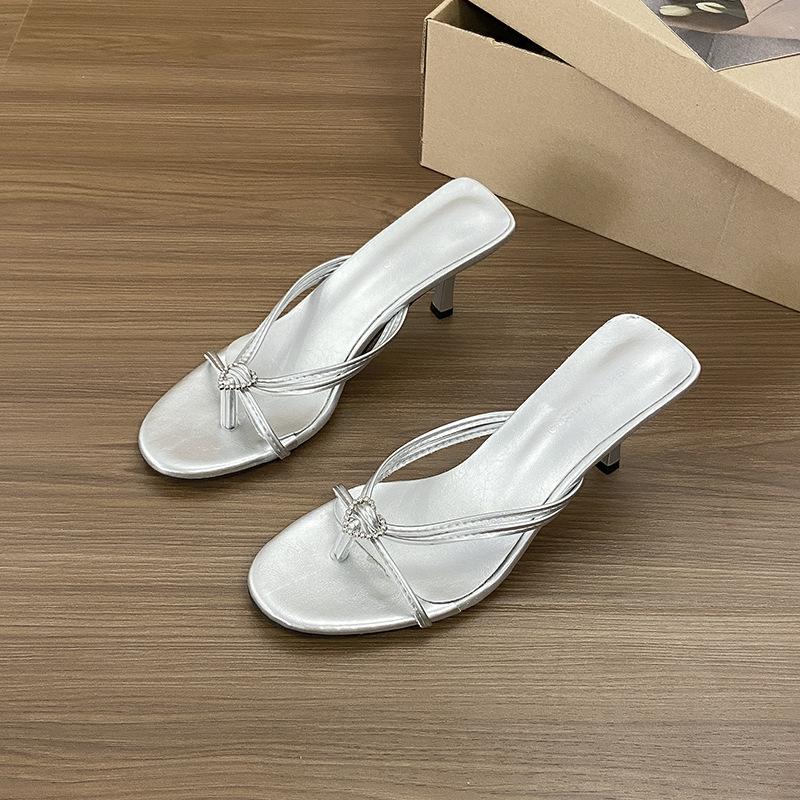 

Love rhinestone high heel cool slippers women s 2025 summer new temperament round head toe flip-flops shoes stiletto sandals 39