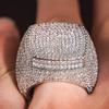 Funkelnder Voll-Bling Iced Out Fingerring Damen Luxus Verlobungszubehör Micro Pave Zirkonia Schmuck für Party