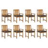 Maison Exclusive - Chaises de jardin avec coussins lot de 8 Bois d'acacia solide