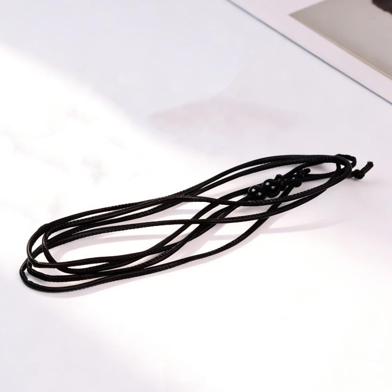 

Adjustable waist cord trendy braided soft leather cord thin belt women s summer skirt accessory чёрный