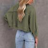 Damenmode Einfarbig Langarm Kurz Tasche Locker Knopfjacke
