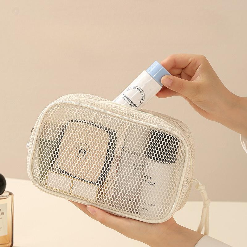Large Capacity Key Bags Transparent Cosmetic Bag Square Mesh Storage Pouch Zipper Coin Purse Wash Bag Stationery Case