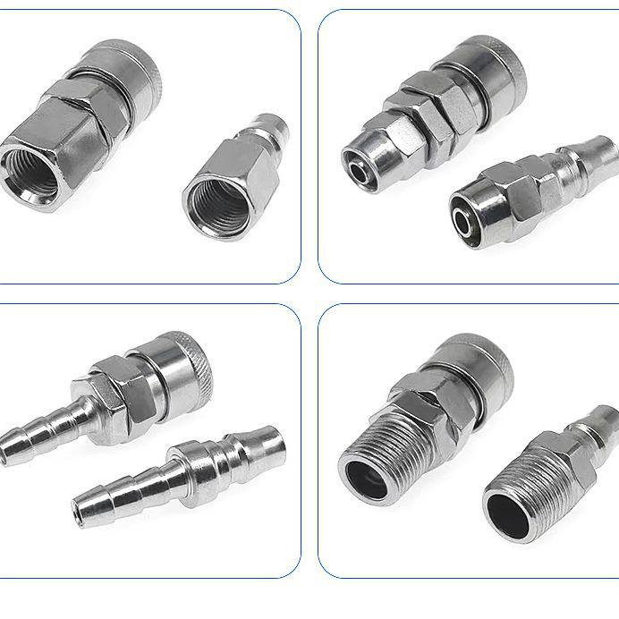 Pneumatic C-Type Quick Coupler Plug – Self-locking SMY/SMV Round Tee/Two-way (SP/SM/PP/PM/SF/SH)