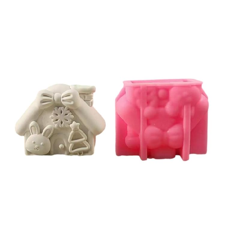 

Flexible Animal House Silicone Mold Easy to Clean Christmas Animal Home Ornament Casting Silicone Mold for DIY Gifts 1