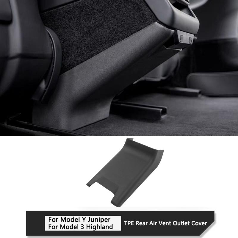 Rear Air Vent Outlet Cover For Tesla Model Y Juniper Model 3 Highland PU Leather Back Exhaust Vent Pad Car Interior Accessories