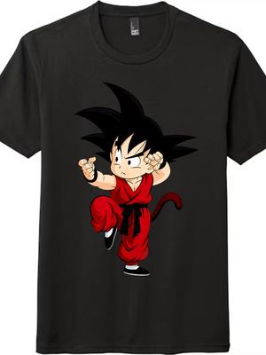Unisex Lässiges Trendiges Cartoon-T-Shirt Dragon Ball Kid Goku Klassische Pose T-Shirt