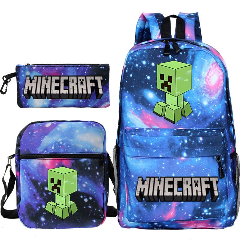 Game Minecraft Printed Children'S School Bag Oblique Span Bag Stationery Pencil Bag Student Backpack Set