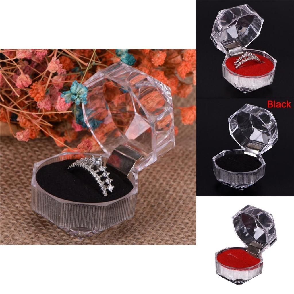 Durable Acrylic Small Octagonal Transparent Crystal Ring Box Jewelry Storage Box For Rings Earrings And Accessories