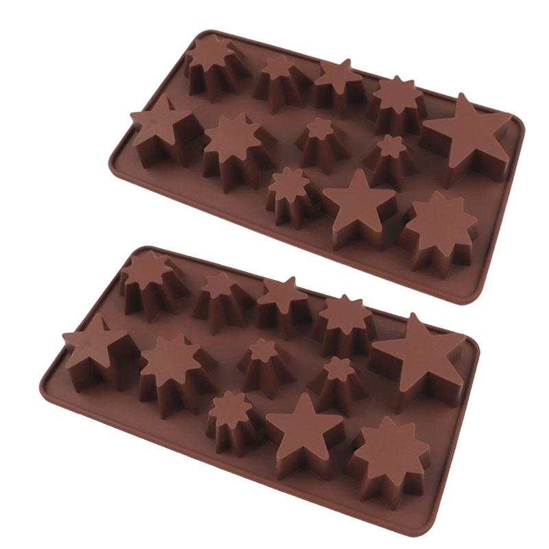 3D Star Chocolate Mold Pentagram Candy Ice Cube Tray Fruit Snack Jelly Cake Cupcake Topper Wax Melts Kitchen Baking Accessories